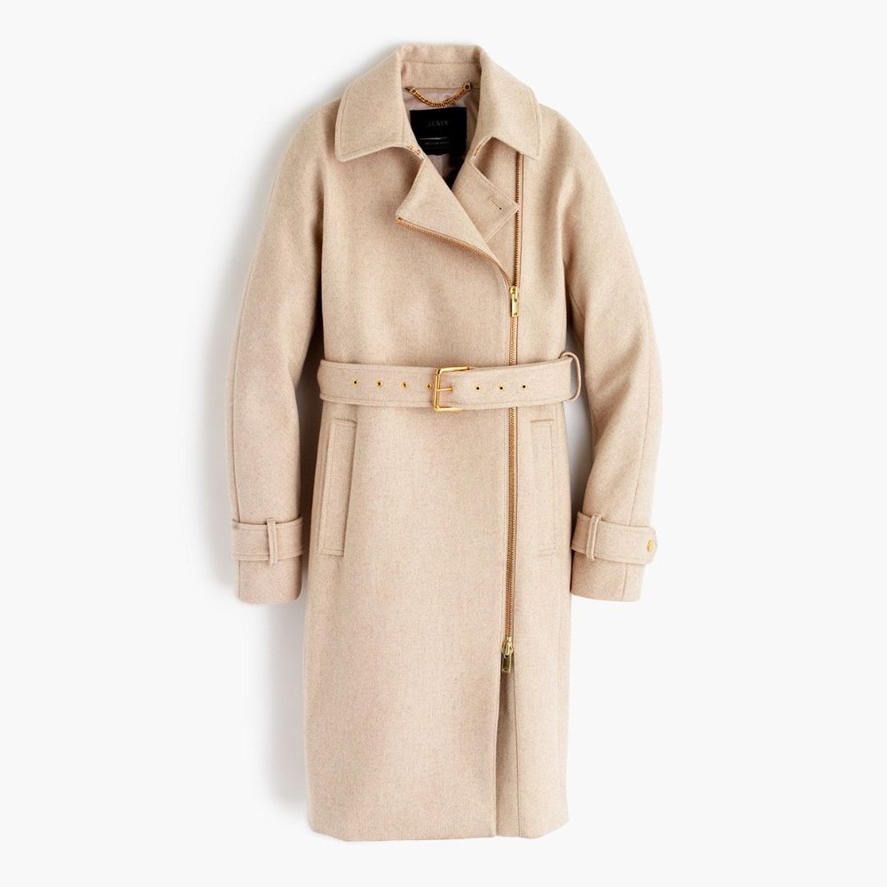 NEW J. Crew Wool Belted Zip Trench Coat